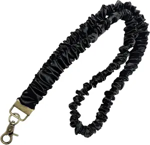 Scrunchie Lanyards for Women ID Badge and Keys, Stretchy Neck Keychain with Clip, Cute Teacher Lanyard, Comfortable Elastic Polyester Strap for Work, School, Events, Travel