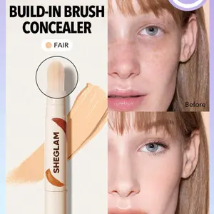 SHEGLAM Perfect Skin High Coverage Concealer - Chantilly 20 Shades Liquid Concealer Brush - Blemish, Color