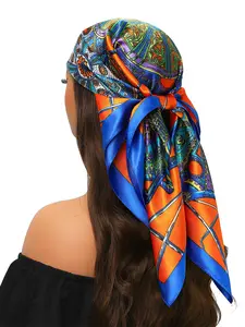 Women's Scarf Print Square Scarf, Fashionable Soft Comfortable Head Scarves for Daily Wear, Casual Versatile Satin Scarf for Women & Girls, Shawl Wrap, Accessories for Women