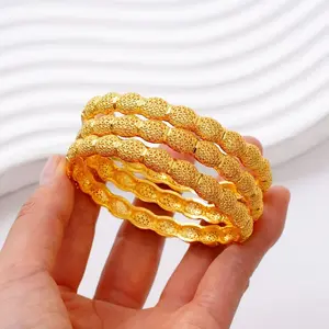 Vintage Filigree Wave Open Bangle for Women, Gold Plated Copper Adjustable Stackable Bracelet
