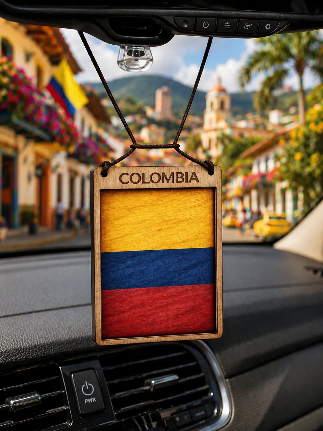 Colombia Themed Lightweight Wooden Hanging Flag Hanger, Colorful Home Decor for Wall Display, One Piece