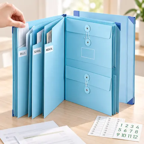 Important Document Binder - End of Life Planner, Emergency Accordion Files Organizer, Paper Organizers for Home/Office Papers, Certificates, Passports, Photos, Letters Office Stationery Desk Supplies