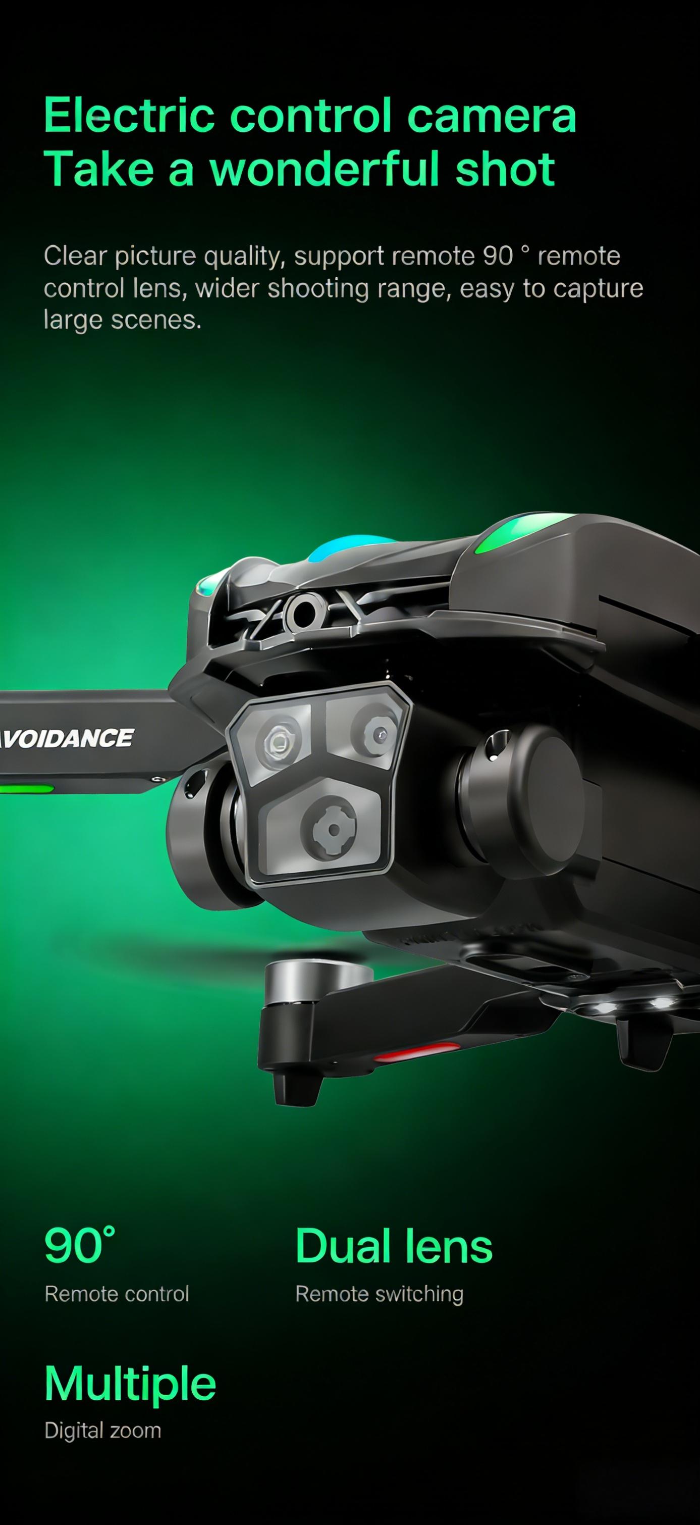 D10 Drone | Brushless Motor 4-Way Obstacle Avoidance Drone with Gradient Flowing Lights, Optical Flow & Servo Gimbal EIS Stabilization, Dual WIFI Camera, Sports Car Shape, Foldable, Gesture Control & One Key Return