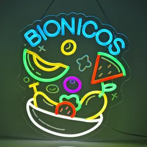 CNBEYOUNG Bionicos Neon Sign, Neon Lights Hanging Wall Art Decoration for Mexican Restaurant Cocktail Bar Man Cave Kitchen Party Home Decor, USB Powered Ultra Bright Dimmable,