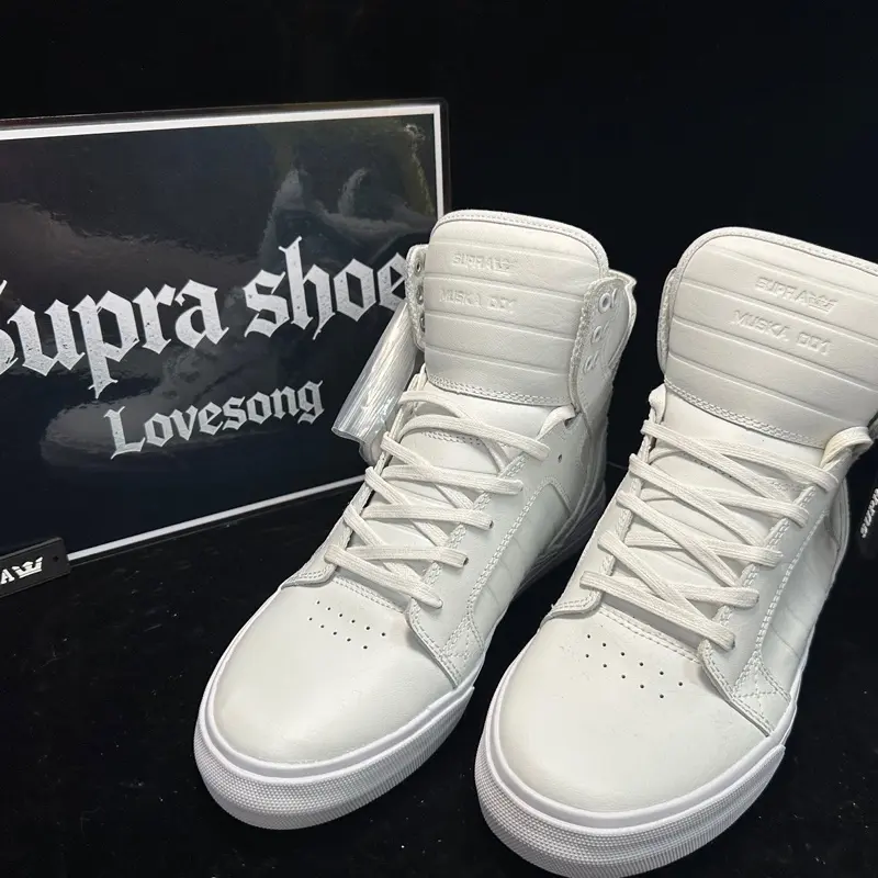 Supra Skytop HF Red White Ruched Leather High Top Sneakers Unisex