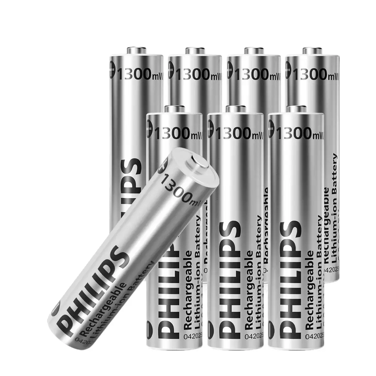 Philips Rechargeable AAA Lithium Batteries (8-Pack) - 1300mWh 1.5V Output, 1200 Cycles Long Cycle Life, Portable for Electronic Devices, Long-Lasting