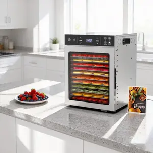Slendor 10/12/16-Tray Food Dehydrator,800W Electric Dehydrator Machinewith 4 Presets, Digital Control, For Jerky, Herbs, Veggies & Dog Treats