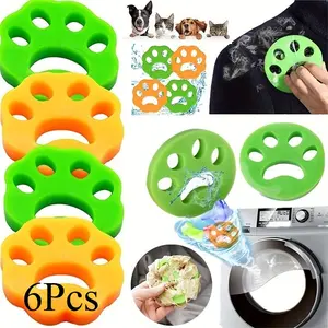 6 Pack Reusable Pet Hair Remover for Laundry, Food-Grade Silicone Dog & Cat Fur Catcher for Washing Machine & Dryer, Lint Remover for Clothes Bedding, No Electricity Needed, Cute Paw Design Easy Clean Laundry Accessories for Pet Owners, Laundry Balls