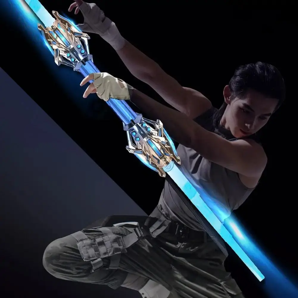 Premium Double-Ended Retractable Light Saber Toy, 360° Rotating Gyro, Simulated Combat Sounds, USB Rechargeable Glowing Sword, Ideal Birthday Holiday Gift for Boys