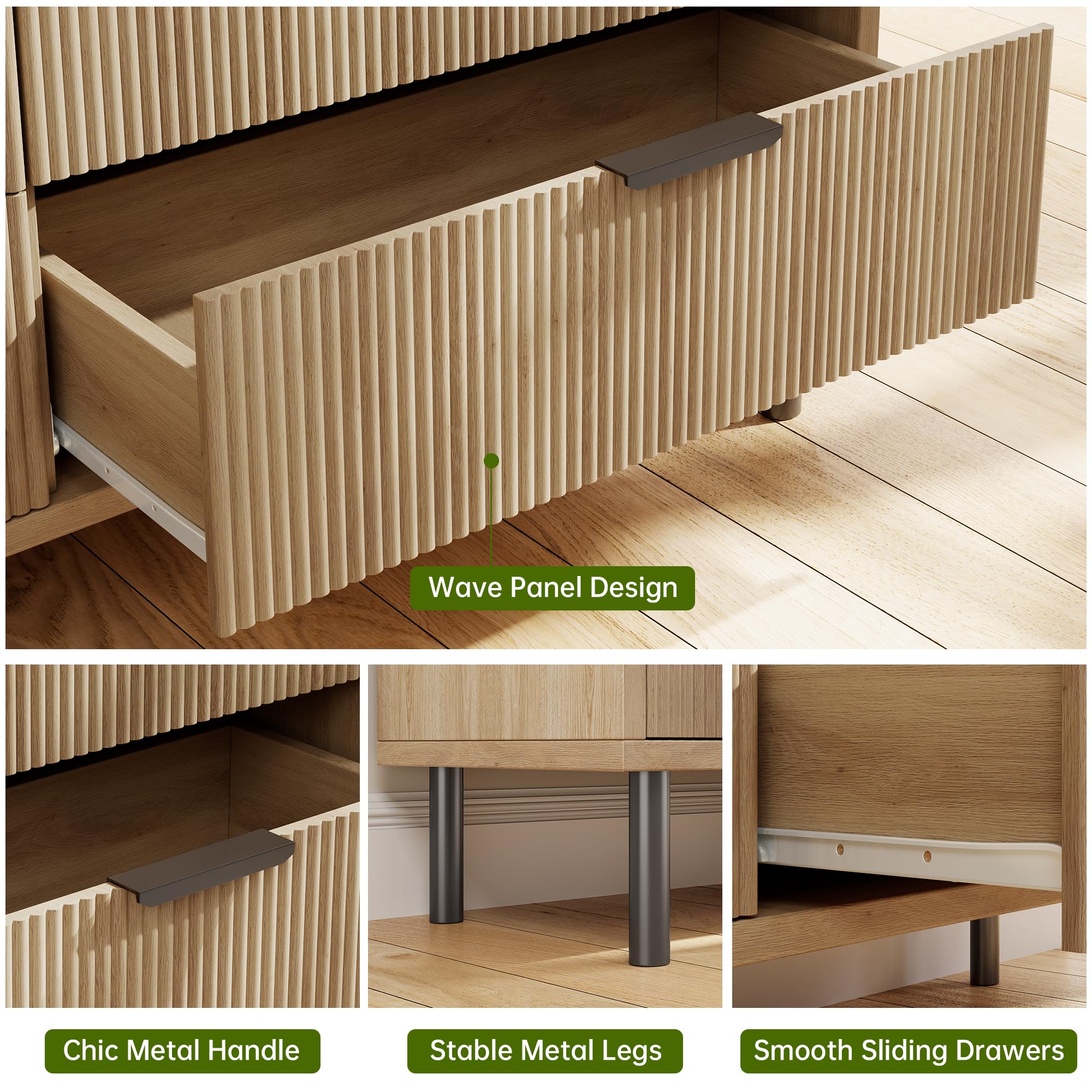Modern Fluted 5 Drawer Wooden Dresser, Tall Bedroom Storage Chest with Metal Legs, Spacious Deep Organizer Cabinet with Anti-Tipping Safety Feature, Multipurpose Furniture for Hallway Nursery Closet, White & Black Available,dorm essentials,home decor Draw Modern Fluted 5 Drawer Wooden Dresser, Tall Bedroom Storage Chest with Metal Legs, Spacious Deep Organizer Cabinet with Anti-Tipping Safety Feature, Multipurpose Furniture for Hallway Nursery Closet, White & Black Available,dorm essentials,home decor Draw