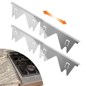 2 Pack Stainless Steel Stove Gap Covers - Heat Resistant, Easy to Clean, Fit for Gas & Electric Stoves, Protects Countertops from Heat Damage,  Sleek Metallic Finish, Durable Kitchen Accessory Filler Seals Spaces Between Stovetop and Counter