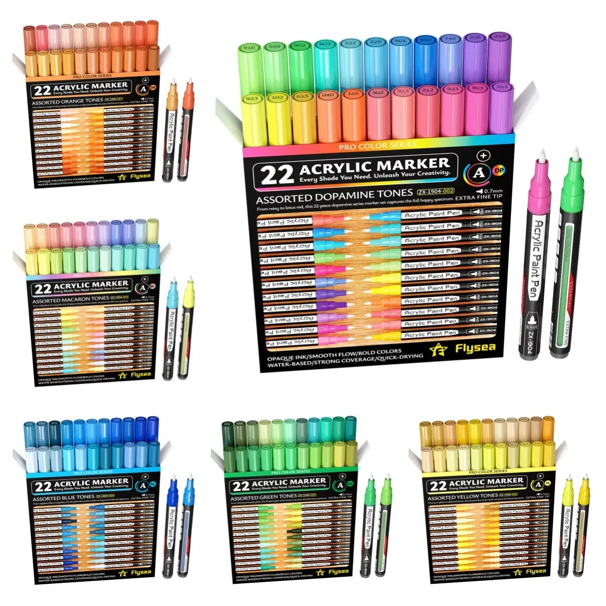 22pcs Acrylic Paint Markers, Professional Color Range, Ultra Fine 0.7mm Tip, Ideal for Rock Painting, Glass, Wood, Metal, Handmade Crafts, Portable Art Supplies, Art Markers Set