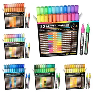 22pcs Acrylic Paint Markers, Professional Color Range, Ultra Fine 0.7mm Tip, Ideal for Rock Painting, Glass, Wood, Metal, Handmade Crafts, Portable Art Supplies