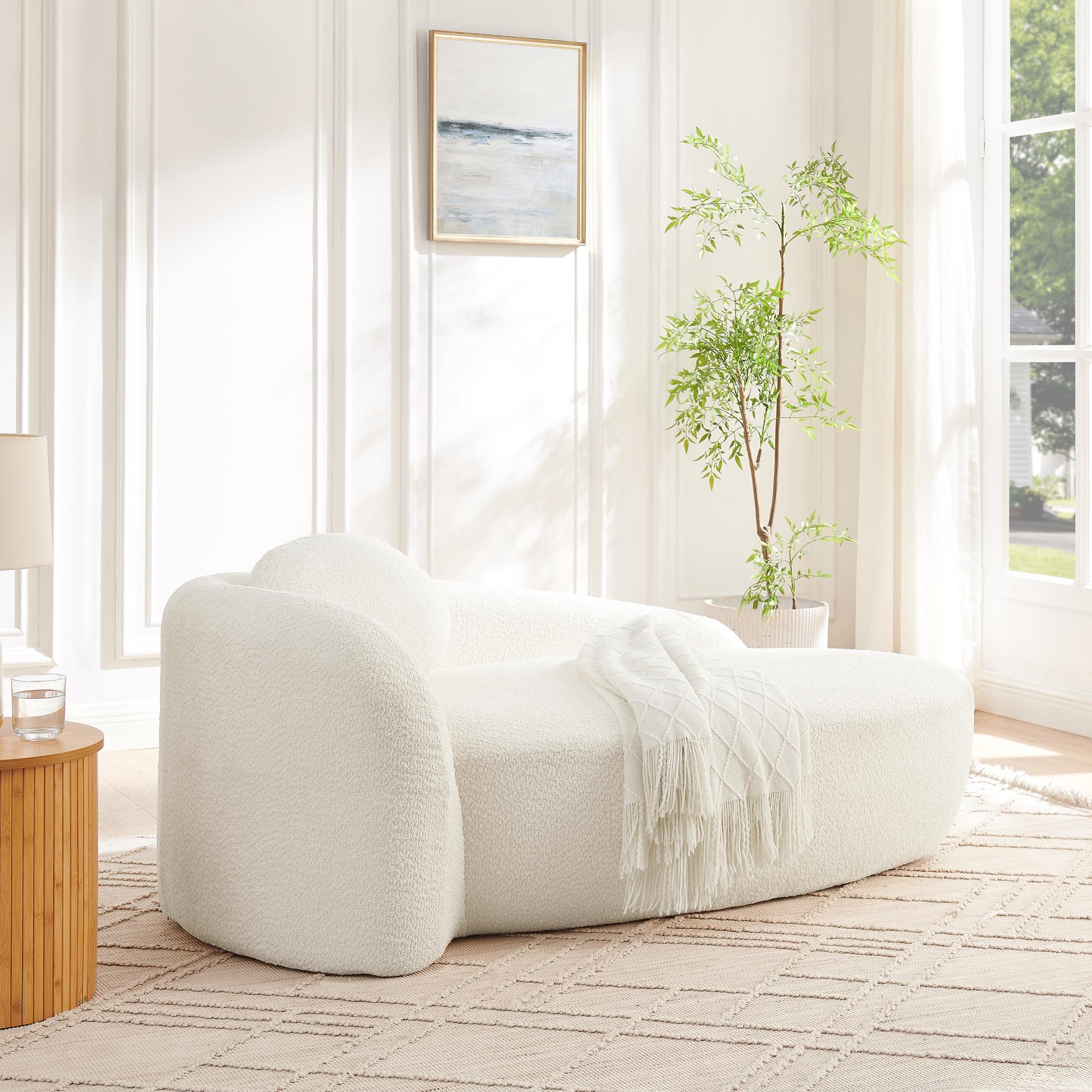 Modern Oval Lounge Chair with Integrated Backrest, Side Armrest & Pillow, Compact Single Lazy Sofa for Living Room, Bedroom, Apartment