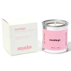 Mala Scented Candles - Sundays - Apricot Sandalwood and Lavender Candles - Vegan Soy Candles - Hand Poured Aromatherapy Candle with 45 Hour Burn - Classic 6.8 oz Size