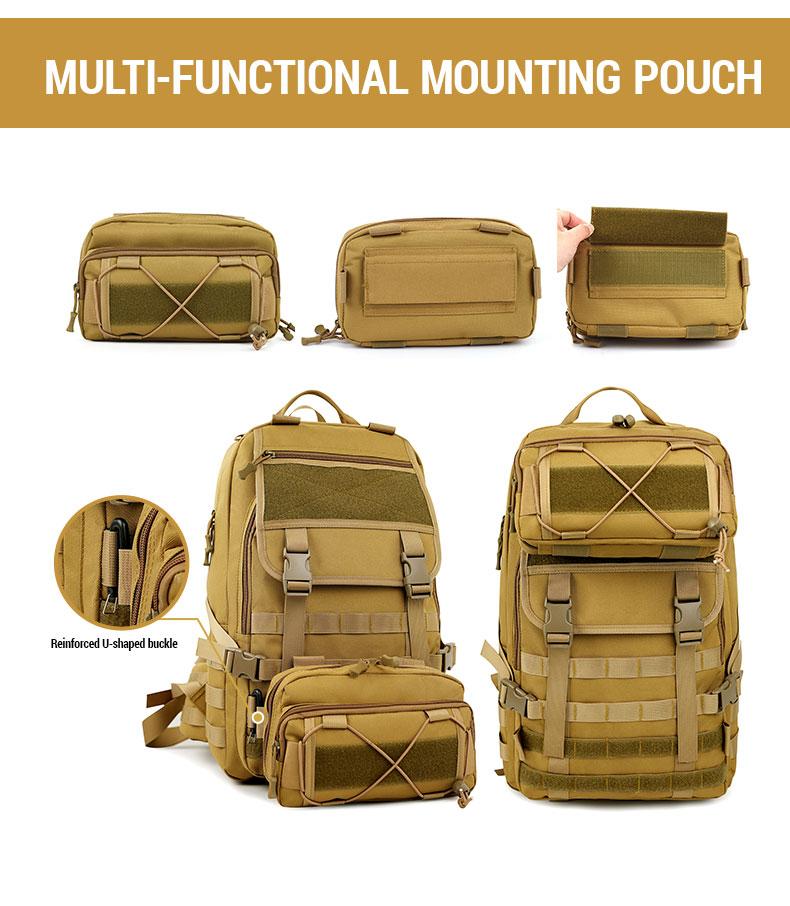 Jumahe 50L High-Capacity Male Tactical Backpack - Military MOLLE Bag with Detachable Pouch, Long-Lasting Molle Webbing System, Flexible Storage for Outdoors Hiking