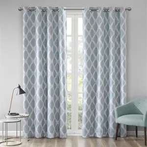 212 MAIN Ikat Print Blackout Curtain Panel - 50x95 in, Aqua, Grommet Curtains, Privacy Blackout Window Cover, Sunlight-Blocking Textured Fabric, Sunsmart