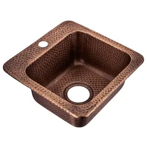 Pure Copper Hand Hammered 15 inch Baxter Bar Prep Sink