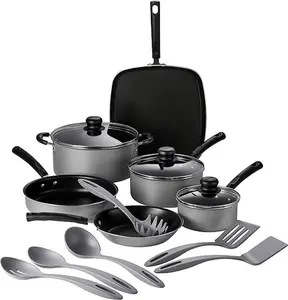 Tramontina 15 pc Aluminum Nonstick Cookware Set with Utensils - Silver, 80143/035DS