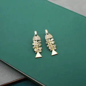 Vintage Earrings Micro-Inlaid Zircon Dazzling Fishbone Earrings Simple Style Drop Earrings 925 Silver Needle Fashion Accessories