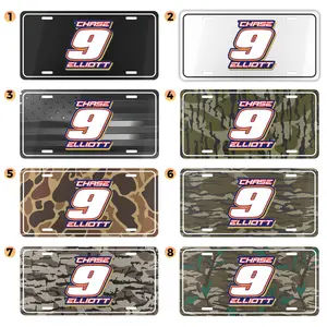 Chase Elliott #9 Signature Style License Plate, 6x12 Aluminum Car Tag with Kryptek & Timber Camo, Rugged Outdoor Racing Series Vehicle Accessory Sign