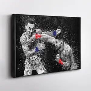 Ilia Topuria vs Max Holloway UFC Grunge  Art MMA Poster Unframed Wall Decor Fight Poster Unframed Gift for UFC Fans