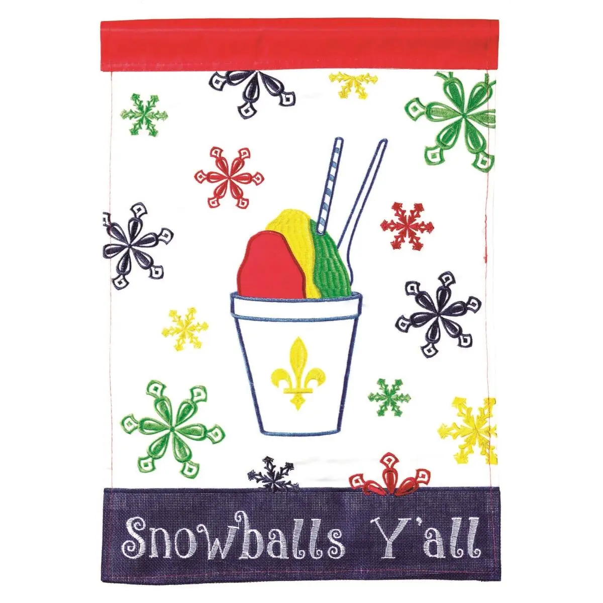 29 x 42 in. Double Applique Snoballs Y All Burlap Garden Flag - Large