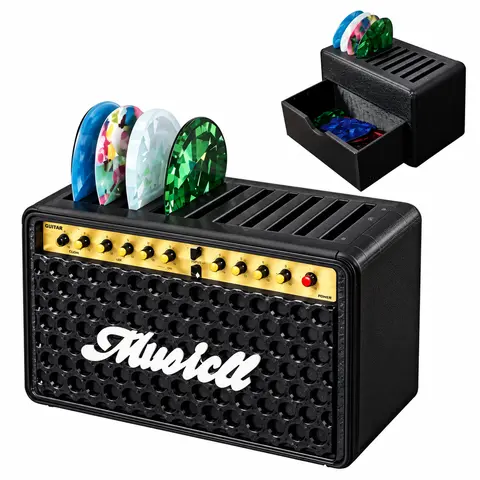 Guitar Picks Holder Box , Guitar Pick Display Holder , Amp Speaker Styled Pick Holder（not include guitar picks ）,  Guitar Pick Storage Box Set for Guitar Players and Music Enthusiasts