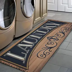 Laundry Room Letter Pattern Floor Mat, Non-slip Absorbent Diatomaceous Earth Mat, Decorative Carpet for Home Kitchen Balcony Hallway Farmhouse, Waterproof Area Rugs, Machine Washable Rugs