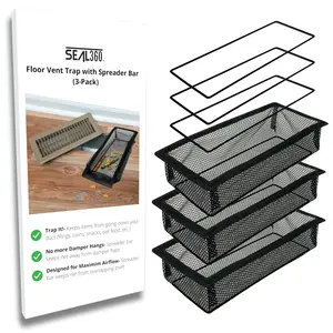 SEAL360 Floor Vent Screen Net | Air Vent Filter Mesh Catches Toys Snacks Pet Hair and Pet Food | Keeps Bugs Out | Patented | 4”x10” (3-Pack)