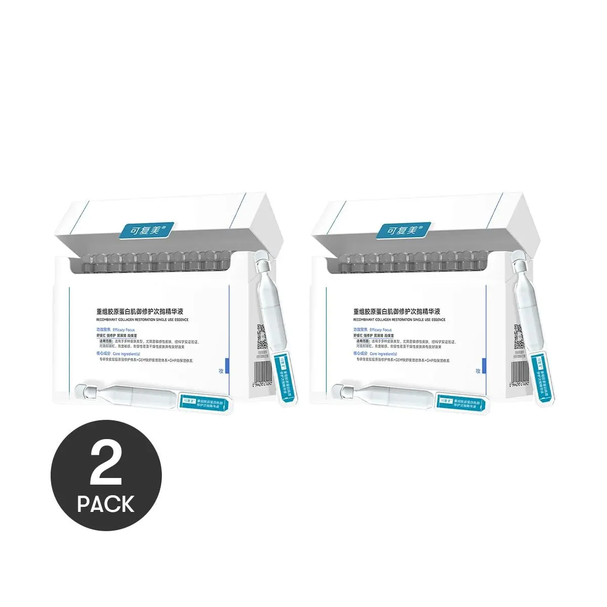KOMFYMED Collagen Stick 2.0 - Recombinant Collagen Serum Ampoules for Post-Procedure Skin Repair, Redness Relief & Intense Hydration (30 x 1.5ml)