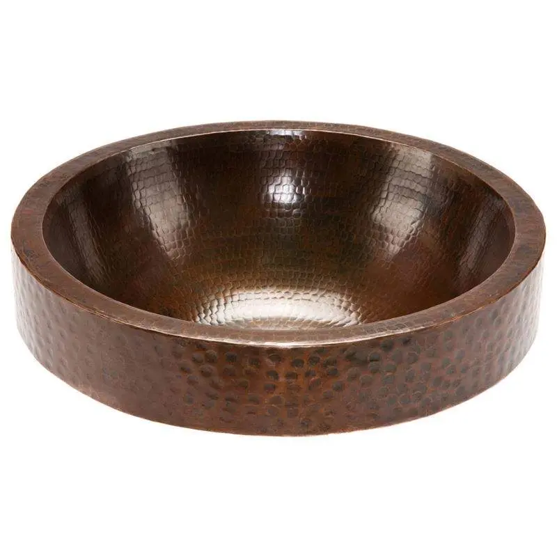 Round Skirted Vessel Hammered Copper Sink