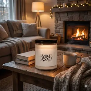 Manifestation 2026 MMXXVI Roman Numerals Scented Soy Candle 9oz 2026 New Year Décor Natural Wax Cotton Wick USA Made ASTM Safe 50-60 Hour Burn Time