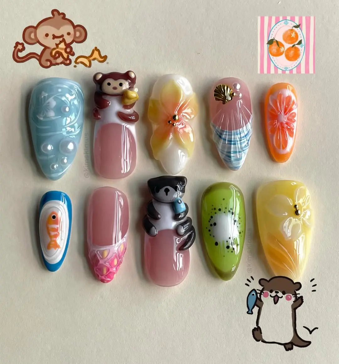 Blue Stripe Press-on Nails, 112