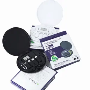 6 In 1 Multi Functional USB Type-C Travel Charger Kit With Storage Data Box Cable Adapter For iPhone MP3 MP4 Player Video Game Camera Multimedia Mobile Phone Android Scanner Car IOS Tablet Smart Watches Card Charging Connector Micro