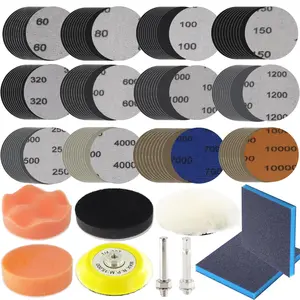 120 count Sand Paper 3 Inch Sanding Disc Grit 60-10000 Wet Dry Sandpaper with 1/4" Shank Backer Plate and Sanding Sponge and Soft  Buffering Pad Drill Sanding Attachment