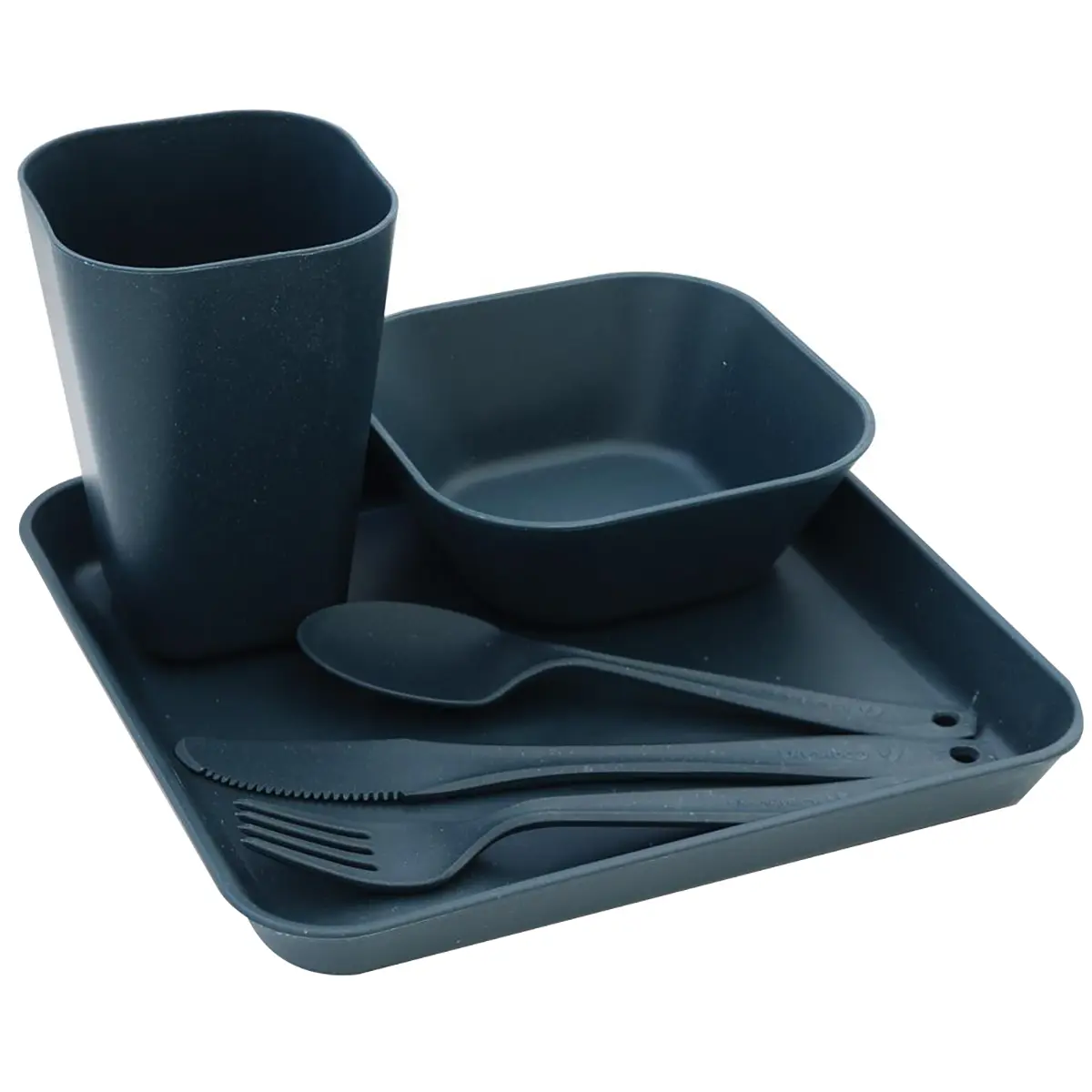 Coghlan's Solo Wheat Straw Tableware Kit - Reusable Outdoor Camping Supplies with Plate, Bowl & Cutlery for Hiking & Solo Trips - Blue, Camping Plate, Wheat Straw Cutlery, Mesh Bag, Dishwasher Safe, 50% Wheat Straw; Bpa-Free Plastic