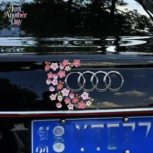 24PCS 3D Sakura Flower Car Stickers, Pink Cherry Blossom Decorative Decals, Self-Adhesive Flower Stickers for Car Body, Bumper, Scratch Cover, DIY Decoration for Cars, Motorcycles