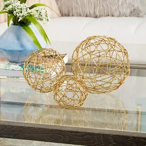 Set of 3 Geometric Metal Decorative Sculpture Set of 3 8", 6", 4"D