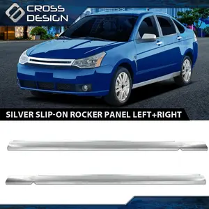 CROSSDESIGN Slip-on Rocker Panel 4 door Left+Right Fit For 2008-2011 Ford Focus -Silver 2PCS