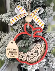 Personalized Teacher Apple Shaker Ornament with Student Names 2023 Christmas Tree Decor Gift Decoration Shiny