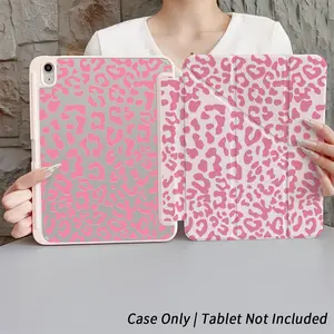 Soft Pink Leopard Print Reversible TPU Case for Samsung iPad Series with Adjustable Stand & Pen Slot Non-Slip Protective Cover - Computer