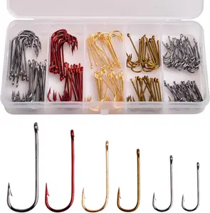 Crappie Panfish Fishing Hooks Aberdeen Hook Set,150pcs Fishing Hooks Long Shank Offset Crappie Hooks Light Wire Fish Hook Carbon Steel Bluegill Hooks Freshwater Bass Catfish Trout Mix Color Small Size