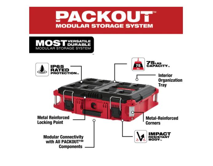 Milwaukee 48-22-8424 75-Pound Capacity Polymer Packout Standard Tool Box - New