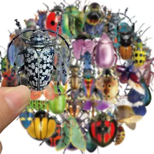 Insect Pattern Sticker, 50pcs/set Realistic Transparent Insect PET Sticker, Waterproof Bug Sticker for Stationery, Luggage Scrapbooking, Gifts