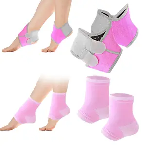 Prasacco Kids Ankle Brace Set, 2 Pairs Compression Socks & Adjustable Support Sleeves for Injury Prevention, Medium（Pink）