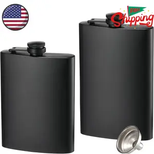 2 Pack Hip Flasks for Liquor, 8 Oz & 12 Oz