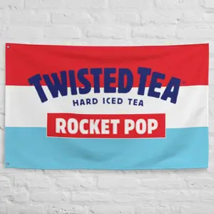 Rocket Pop Tea Summer Flag 3x5 ft Funny Flags for College Dorm Room Guys Double Sided Meme Flags Man Cave Bedroom Durable Decorativetapestry gifts for boyfriend Bannerwall decor flags