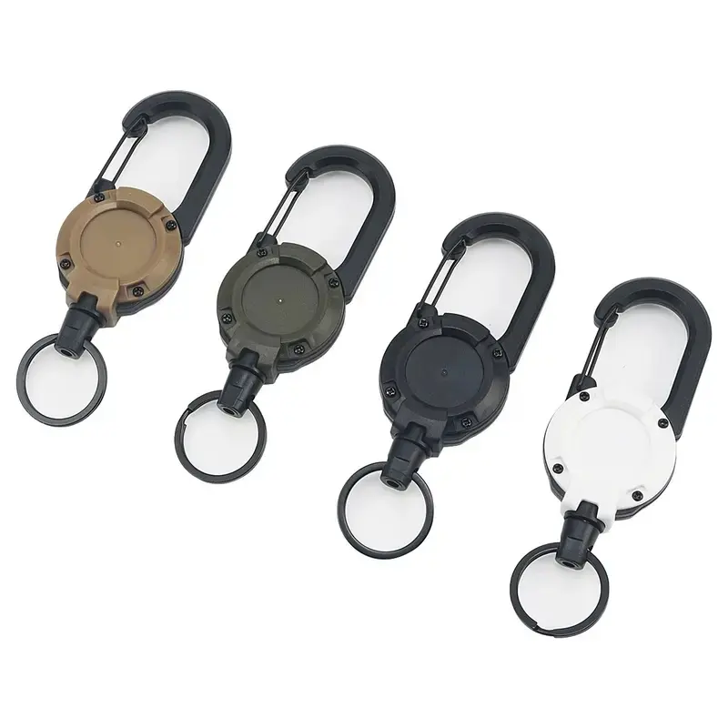 Retractable Keychain Heavy Duty Multitool Carabiner Badge Holder 58cm Stainless Steel Cord for Men Women Easy Use Lightweight Design-MM