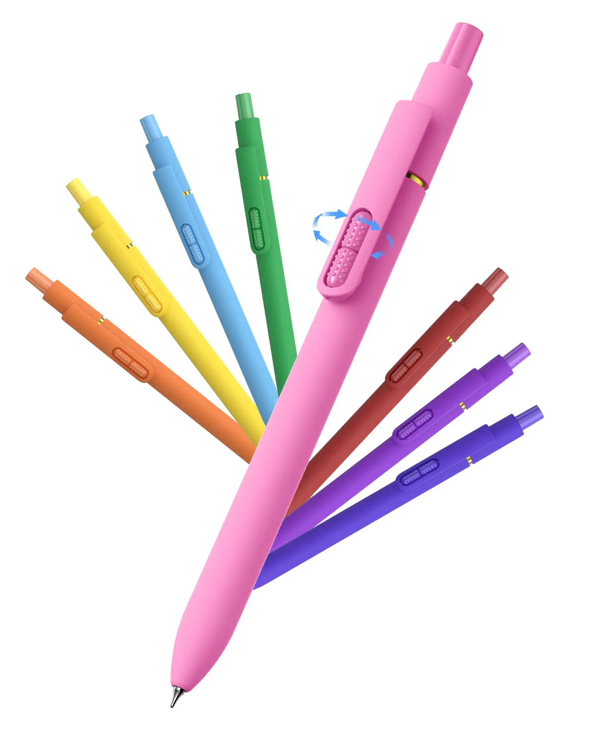 8Pcs Multi Color Dopamine Hues Fidget Gel Pen Set, 0.5mm Fine Tip Twin-Ball Retractable, Quick-Dry Smooth Writing, Rubber Grip Stress-Relief Aesthetic Office Stationery for School, Multi Color Pens